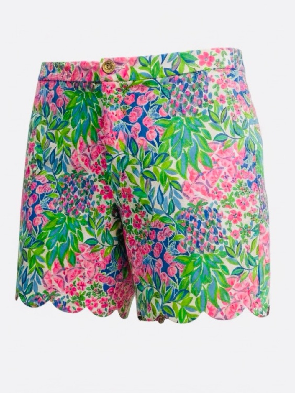 Lilly Pulitzer Pink, Green & Blue Floral Scalloped Shorts Size 10